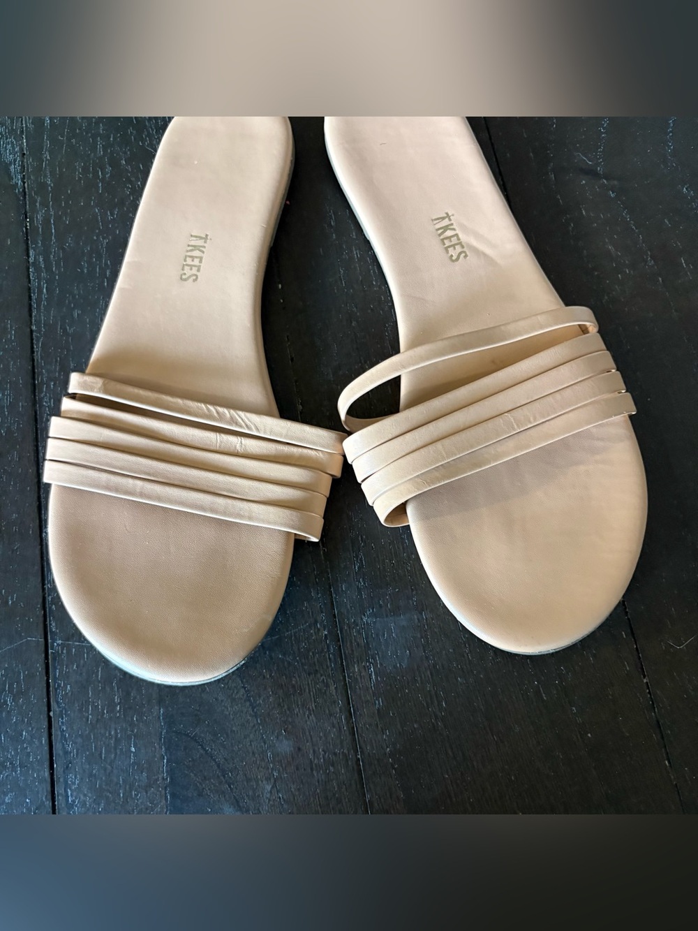 TKEES Serena Slide Sandals 5 Strap Minimalist Neutral Nude Size 9 - Picture 5 of 11